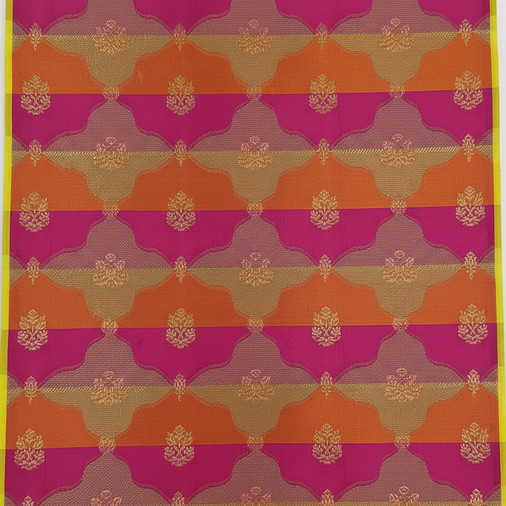 Kuberan Magenta Pink & Orange Kanchipuram Silk Saree
