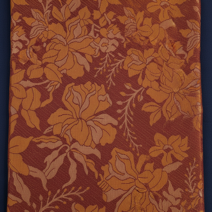 Kuberan  Wine Maroon & Burnt Golden Orange Kanchipuram Silk Saree