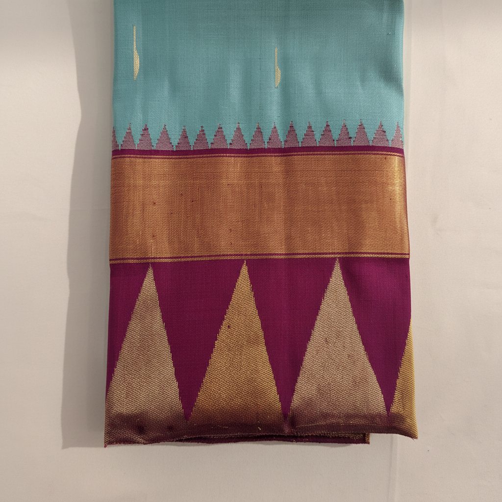 Kuberan Teal blue  Kanchipuram Silk Saree