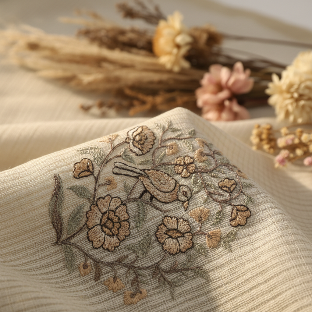 KUBERAN BEIGE SEMI TUSSAR SILK SAREE