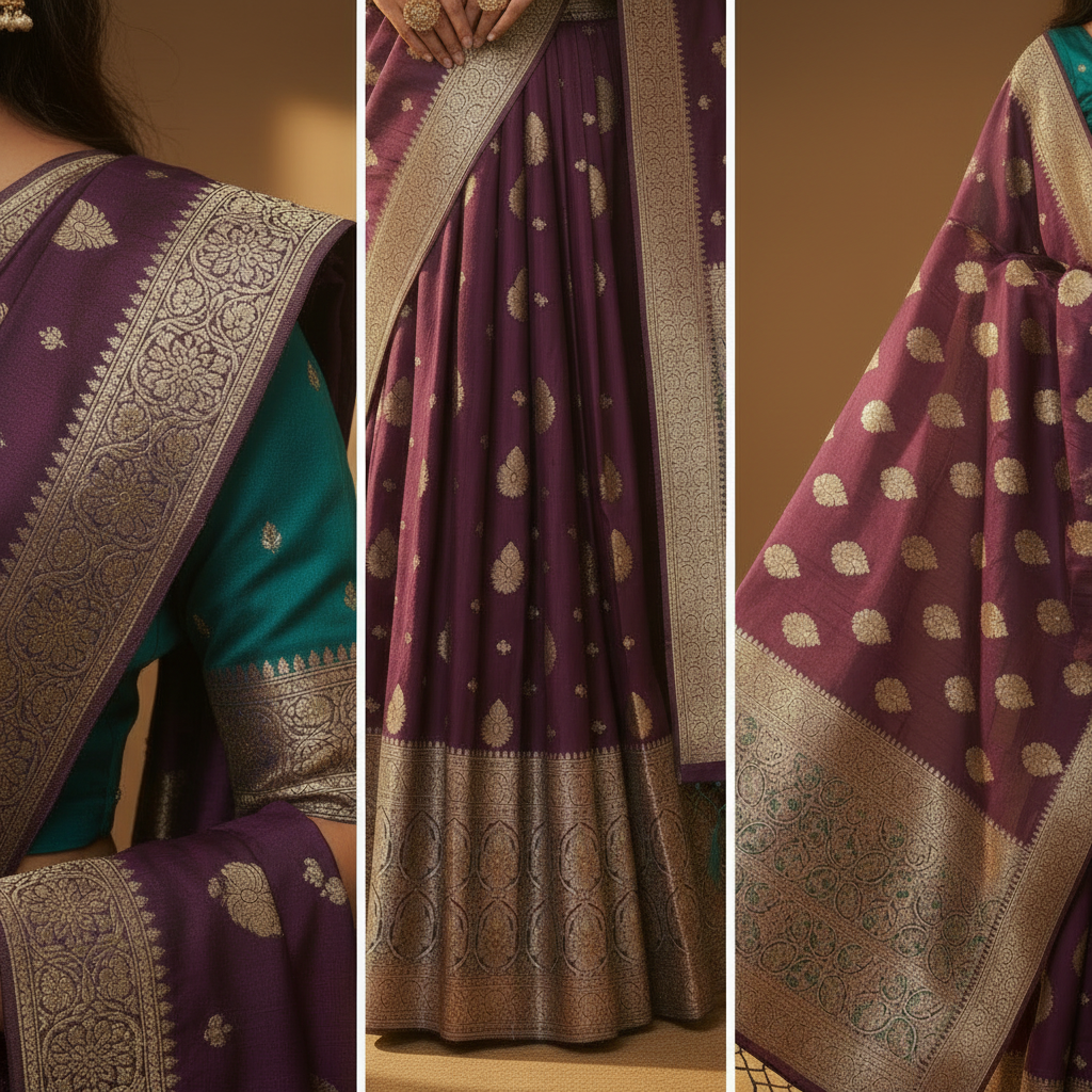 Kuberan Purple & Teal Half Saree