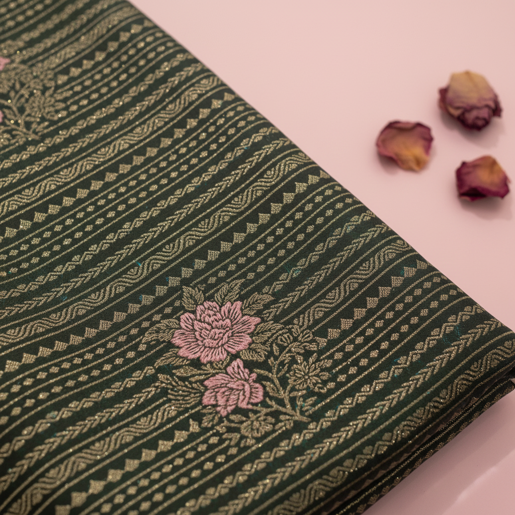 KUBERAN GREEN SEMI SILK SAREE