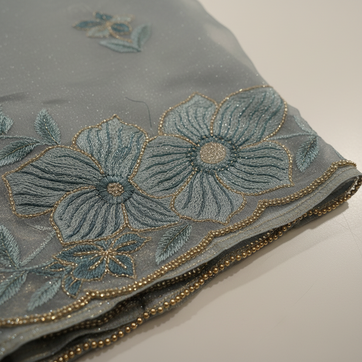 KUBERAN PALE BLUE ORGANZA SAREE