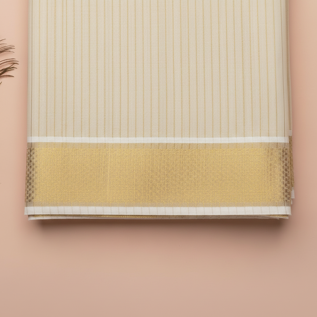 KUBERAN GOLDEN CREAM KERALA KASAVU SAREE