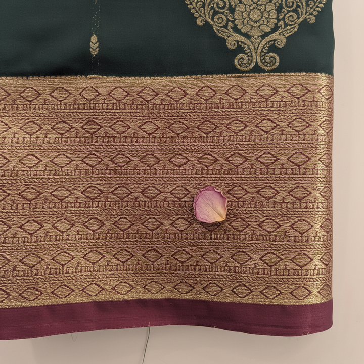 KUBERAN DARK GREEN SEMI SILK SAREE