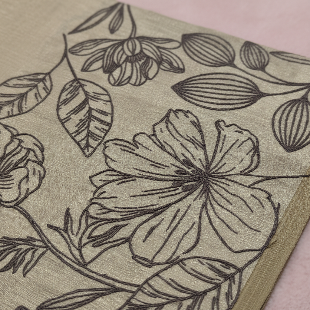 KUBERAN DULL BROWN TUSSAR SILK SAREE