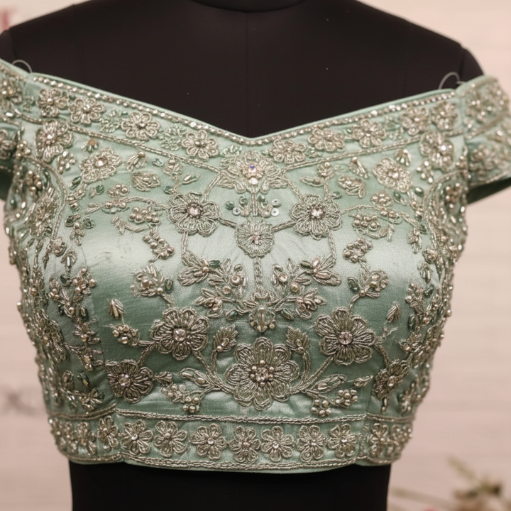 KUBERAN LIGHT SEA GREEN LEHENGA