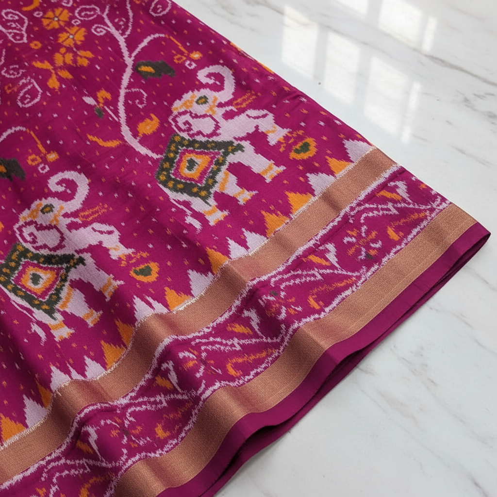 Kuberan Pink Pochampally Silk Saree