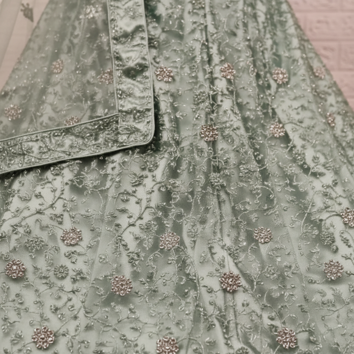 KUBERAN LIGHT SEA GREEN LEHENGA