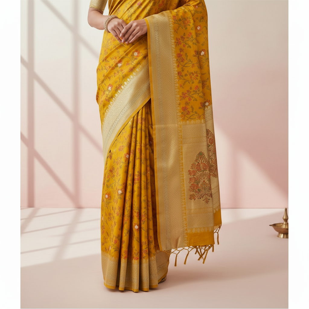 KUBERAN YELLOW BANARASI SILK SAREE