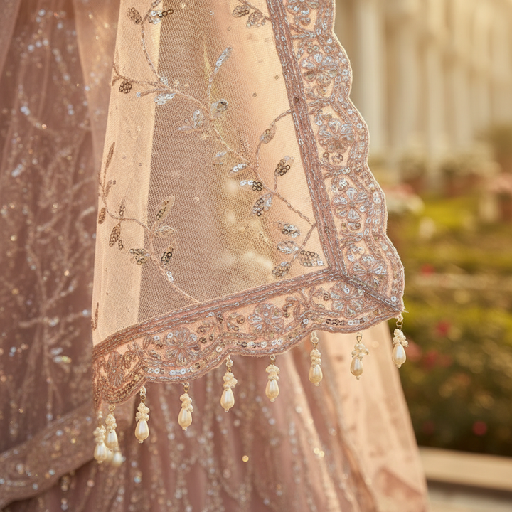 Kuberan Blush Pink Heavy Embroidered Lehenga Choli with Dupatta