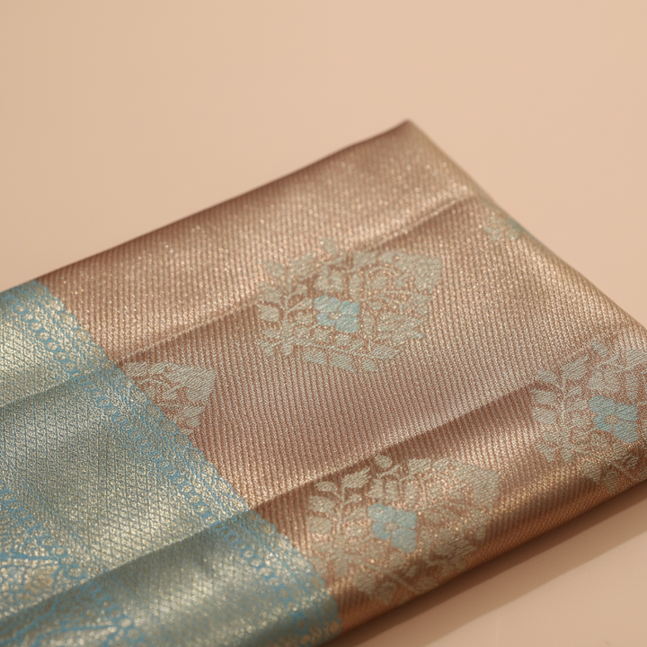 KUBERAN COPPER GOLD BROCADE SEMI SILK SAREE