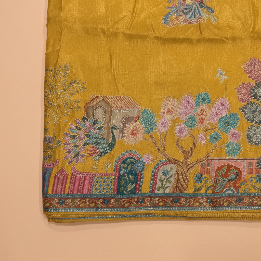 KUBERAN YELLOW PASHMINA FANCY SAREE