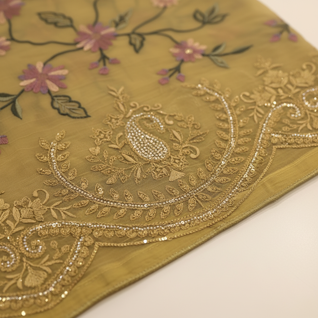 KUBERAN MUSTARD ORGANZA SAREE