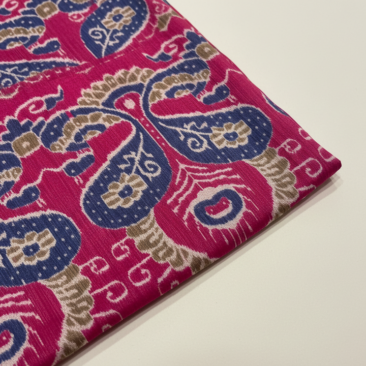 KUBERAN PINK PASHMINA FANCY IKKAT PRINT SAREE