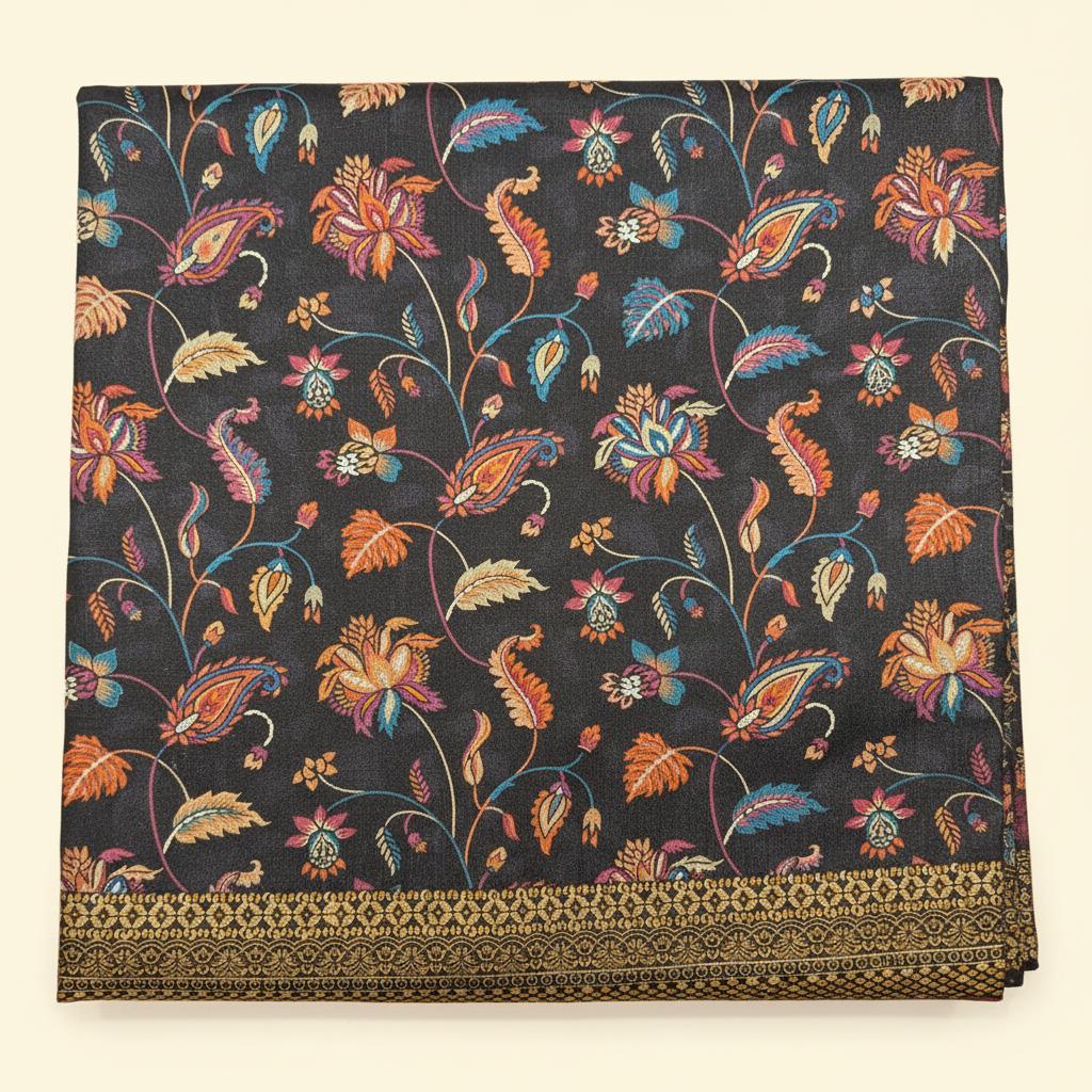 KUBERAN BLACK PASHMINA FANCY SAREE