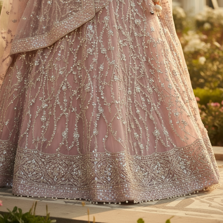Kuberan Blush Pink Heavy Embroidered Lehenga Choli with Dupatta