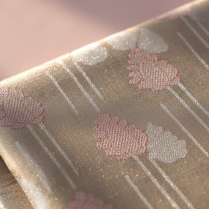 KUBERAN ROSE GOLD BROCADE SEMI SILK SAREE