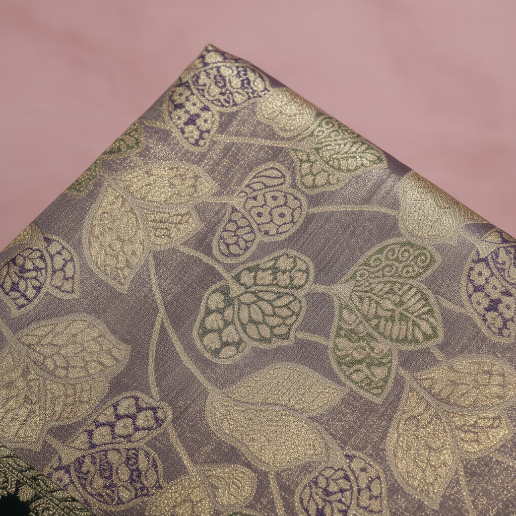 KUBERAN SILVER LAVENDER BROCADE SEMI SILK SAREE