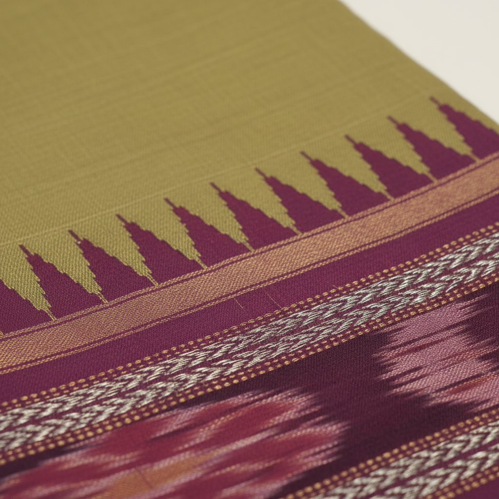 KUBERAN PARROT GREEN TUSSAR SILK SAREE