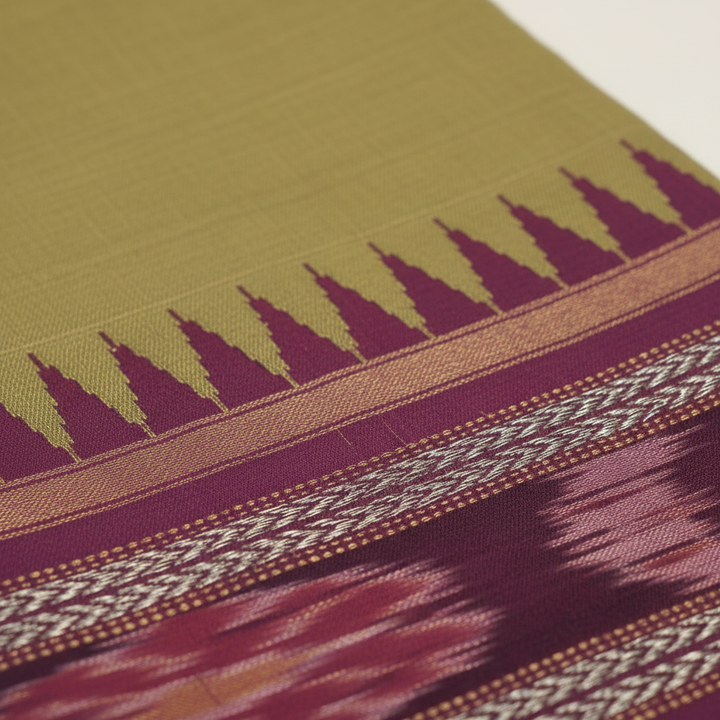 KUBERAN PARROT GREEN TUSSAR SILK SAREE