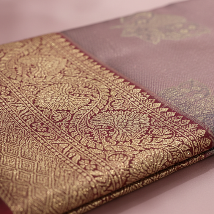 KUBERAN PINK BROCADE SEMI SILK SAREE