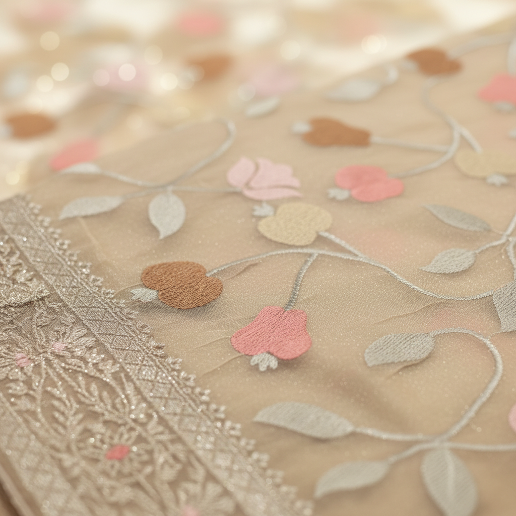 KUBERAN CREAM ORGANZA SAREE