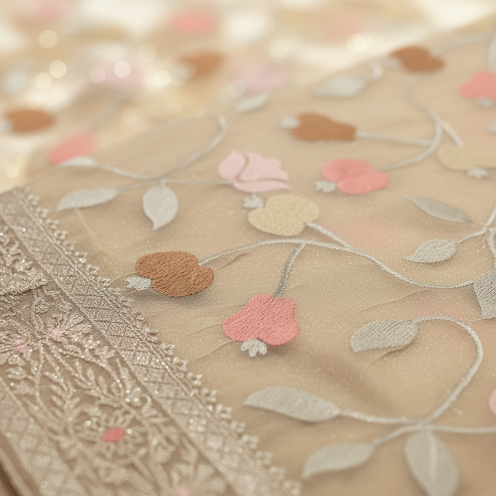 KUBERAN CREAM ORGANZA SAREE