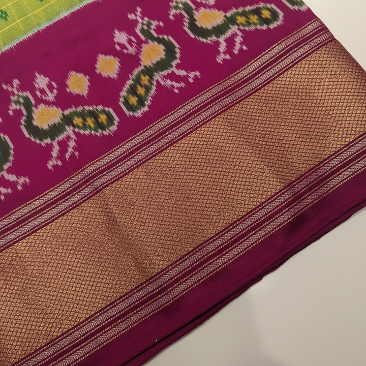 KUBERAN PARROT GREEN POCHAMPALLY SILK SAREE