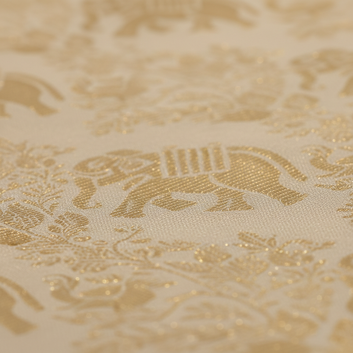 kuberan Kanchipuram Cream with Maroon Border