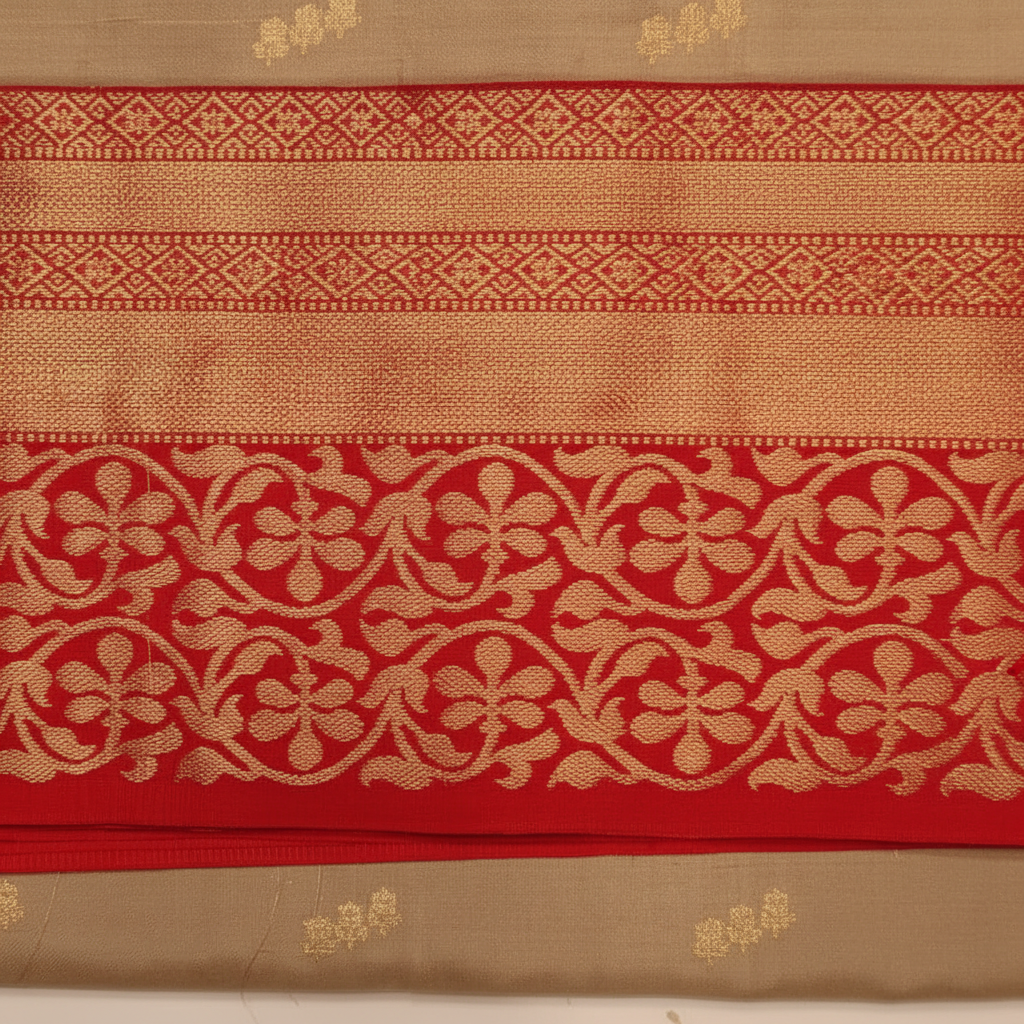 KUBERAN BEIGE RED SOFT SILK SAREE