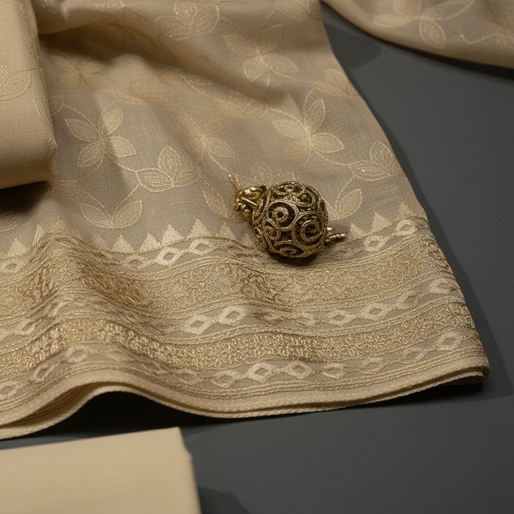 KUBERAN DARK CREAM DRESS MATERIAL