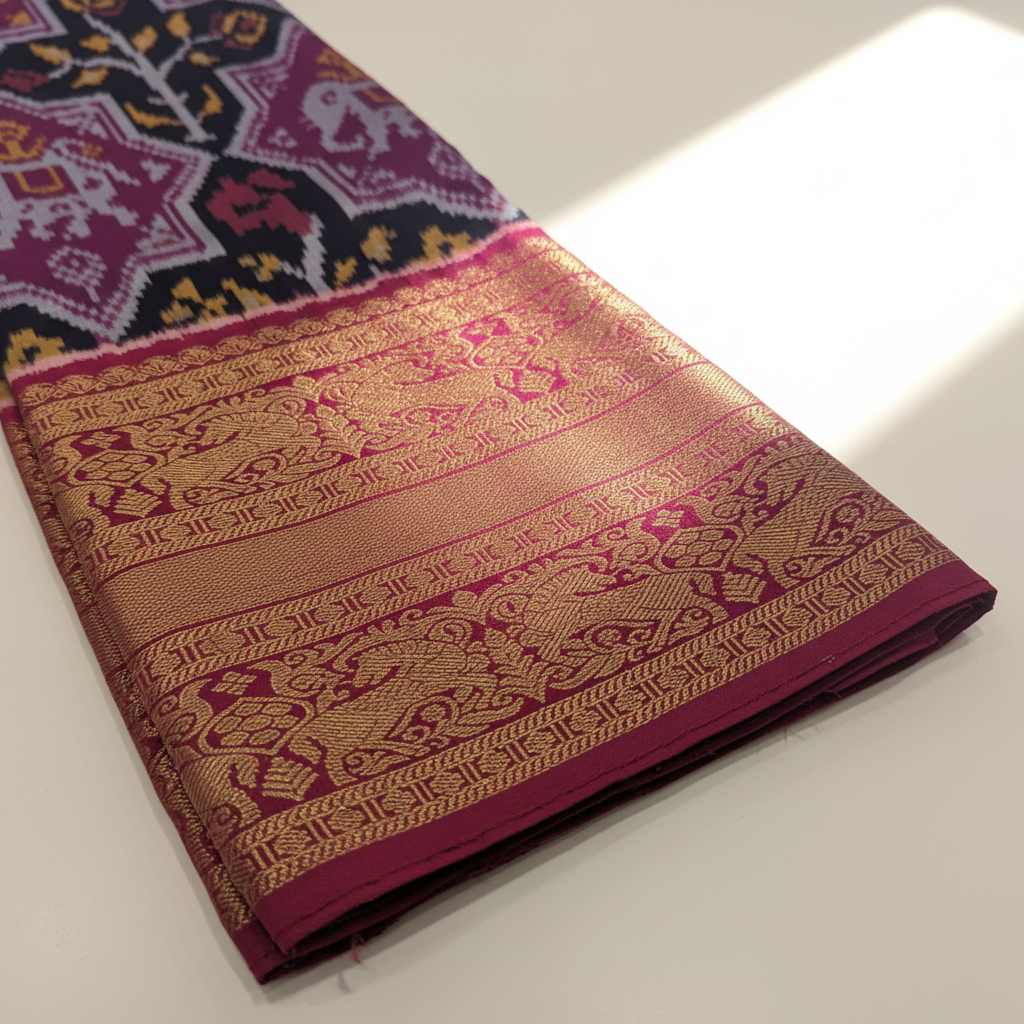 KUBERAN PURPLE BLUE POCHAMPALLY SILK SAREE