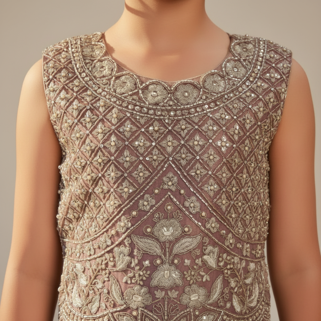 Kuberan Purple Kids Palazzo Set with Embroidered