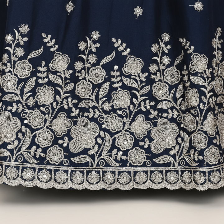 Kuberan Navy Blue Kids Embroidered Crop Top