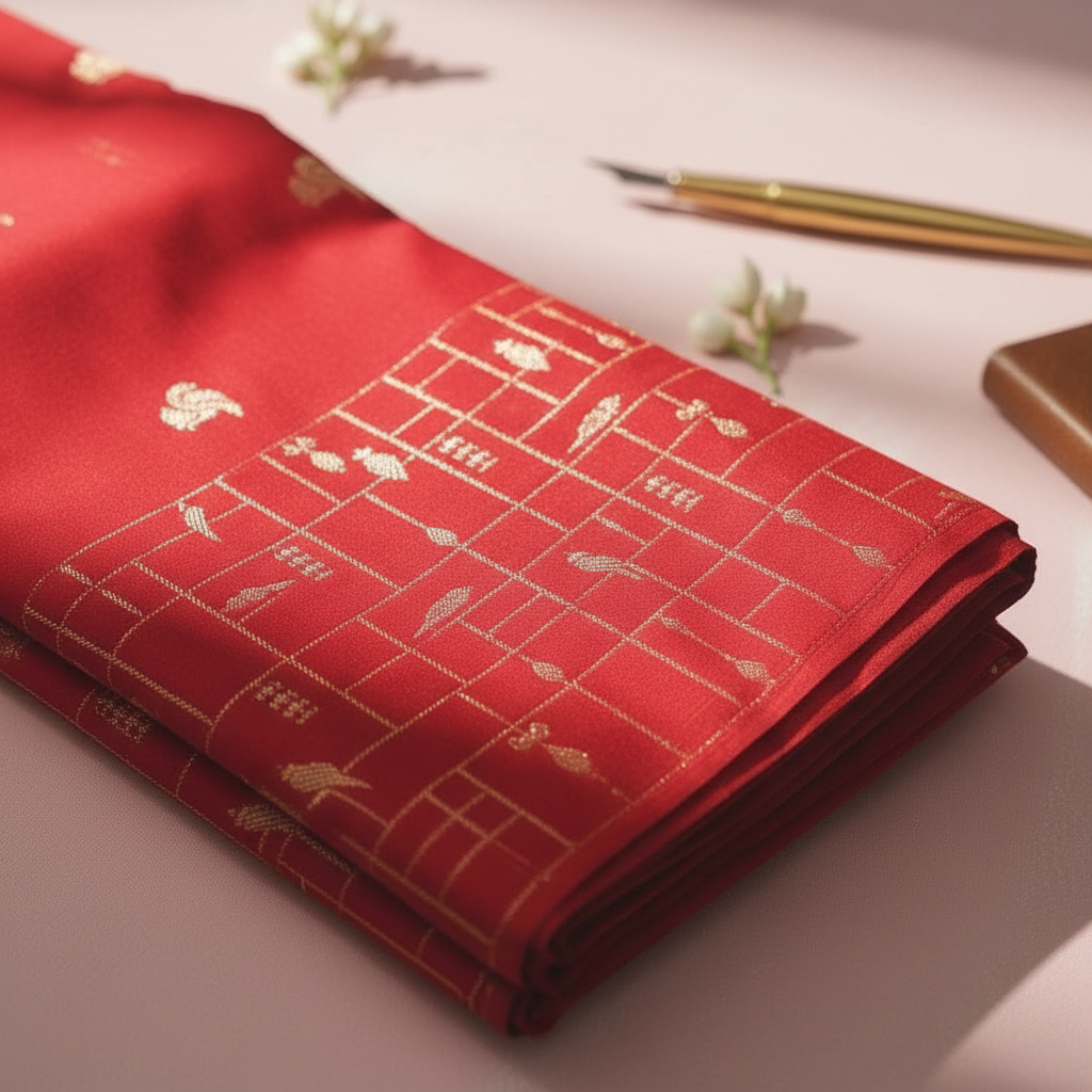 Close-up of geometric gold border pattern