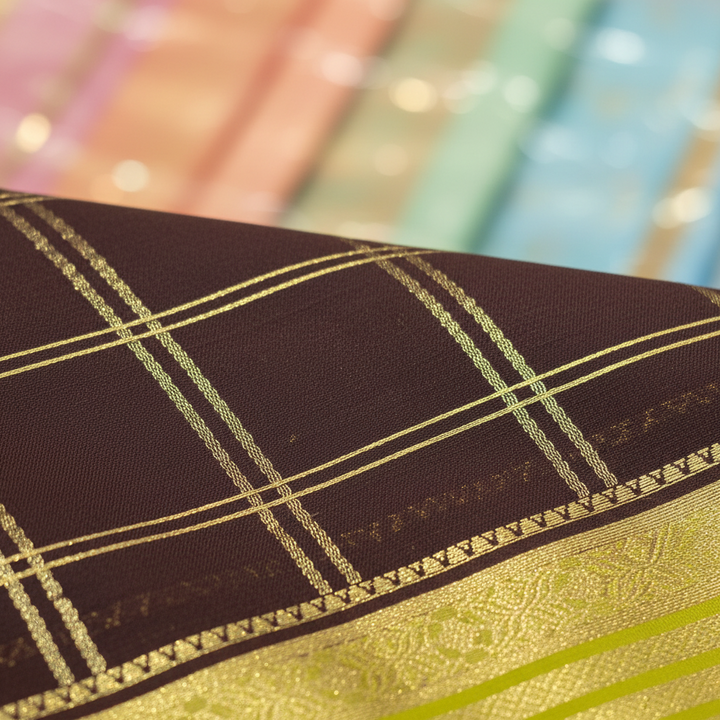 KUBERAN BROWN PURE CREPE SAREE