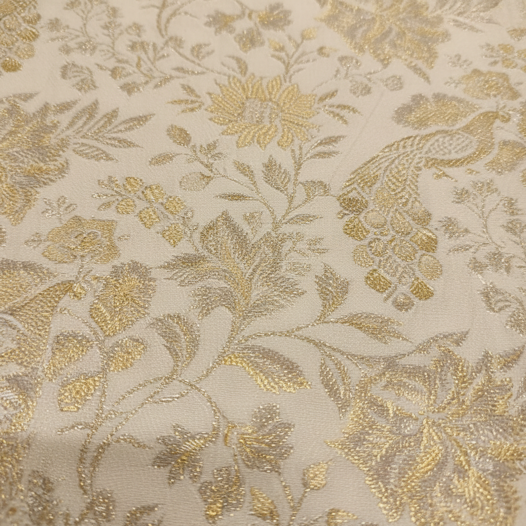 Kuberan Pure Silk Cream Pavada with Yellow Golden Border