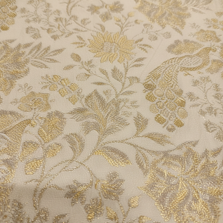 Kuberan Pure Silk Cream Pavada with Yellow Golden Border