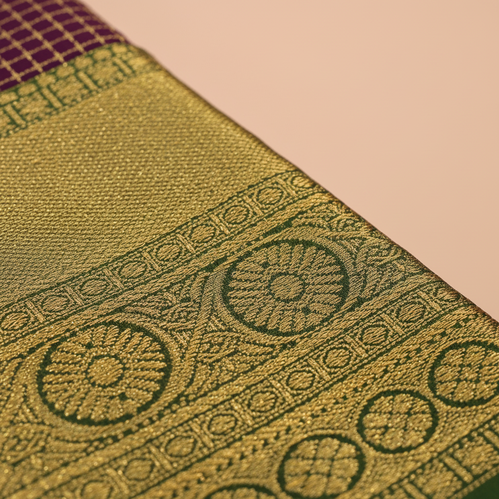 Kuberan Maroon with Golden Kanchipuram Silk Saree