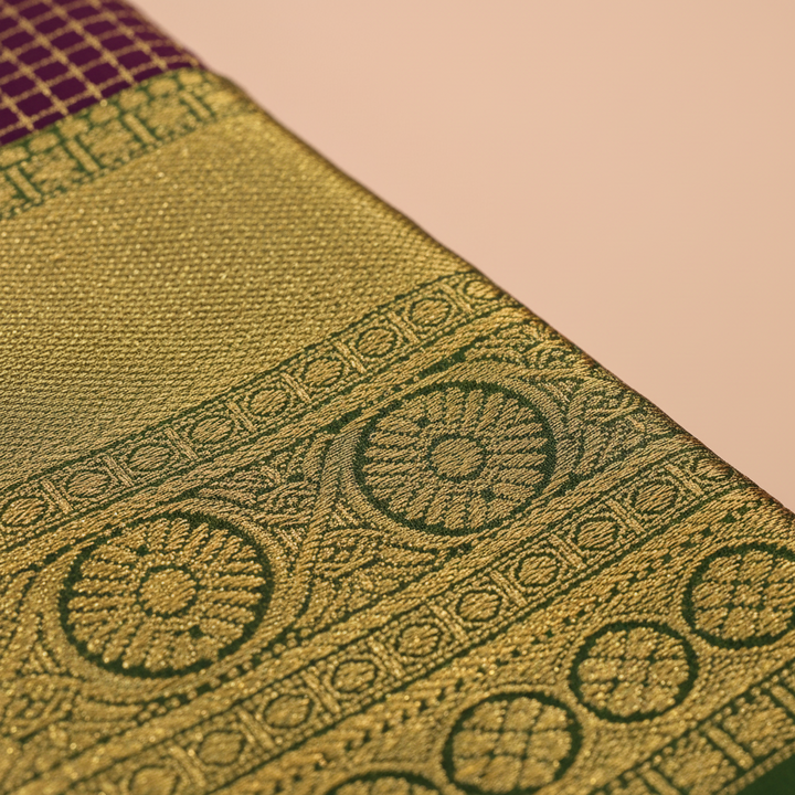 Kuberan Maroon with Golden Kanchipuram Silk Saree