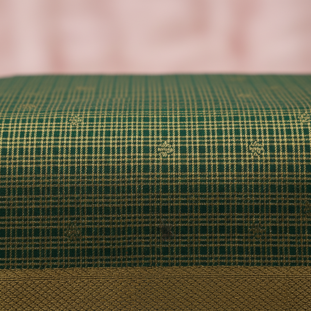 kuberan Green  green  Checkered Pattern and Orange Border Kanchipuram Silk Saree