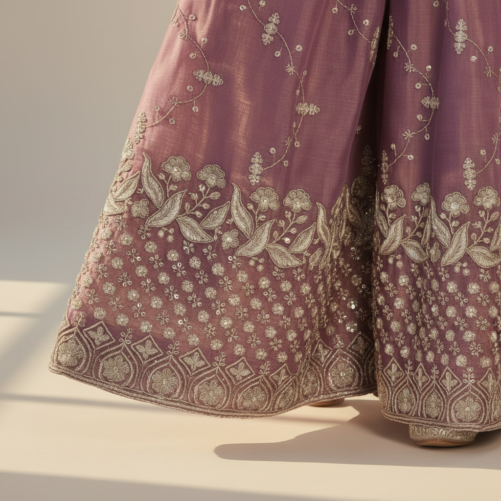 Kuberan Purple Kids Palazzo Set with Embroidered