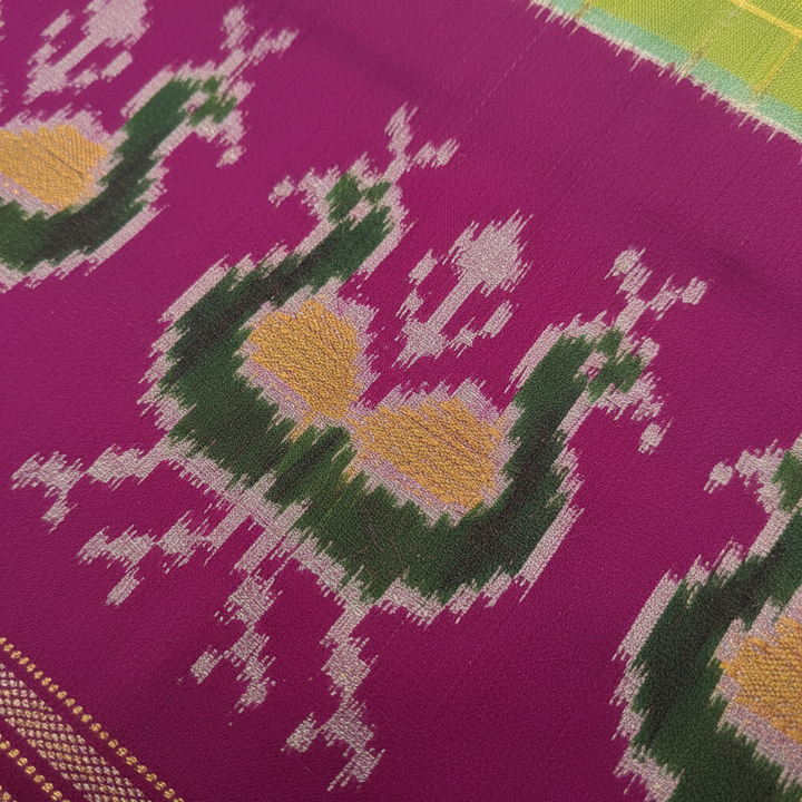 KUBERAN PARROT GREEN POCHAMPALLY SILK SAREE