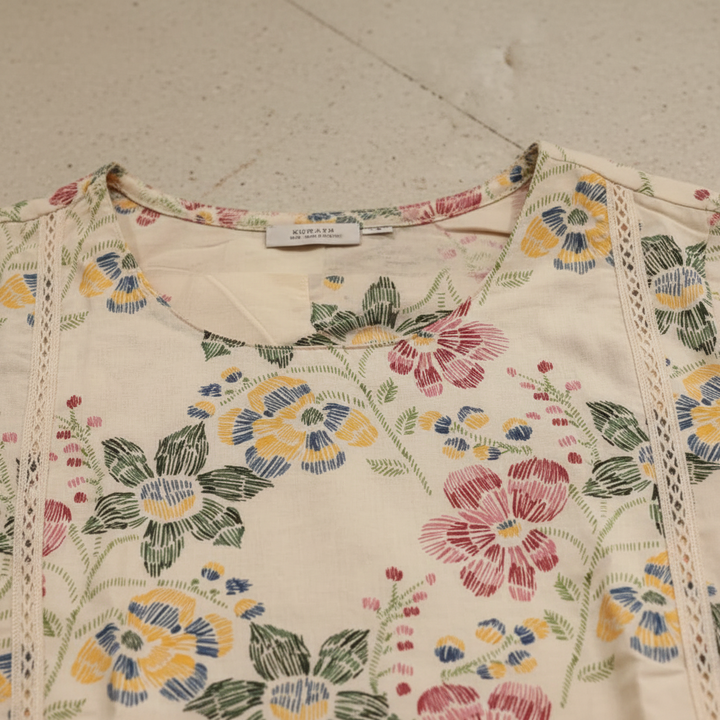 KUBERAN CREAN FLORAL KURTHI