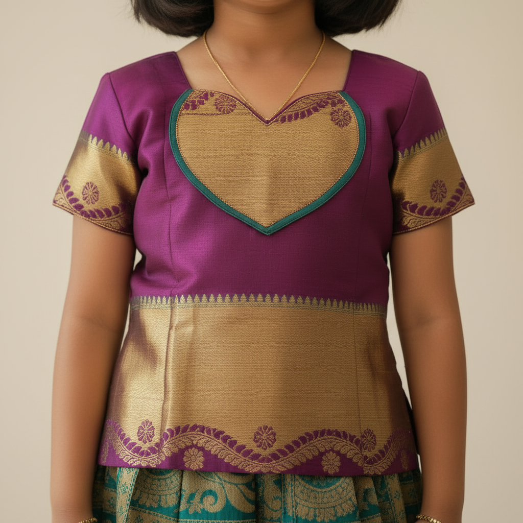 Pavada Rop Thread Kids Pure Silk Pavada - Traditional Lehenga Set | Kuberan Silks