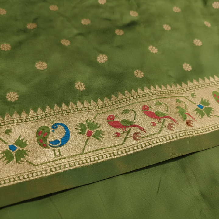 Kuberan Green Paithani Silk Running Material