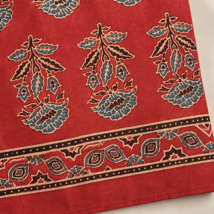 KUBERAN RED AJRAKH PRINT SAREE