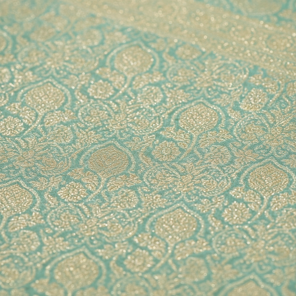 Kanchipuram Silk Saree - Mint Green with Maroon Border