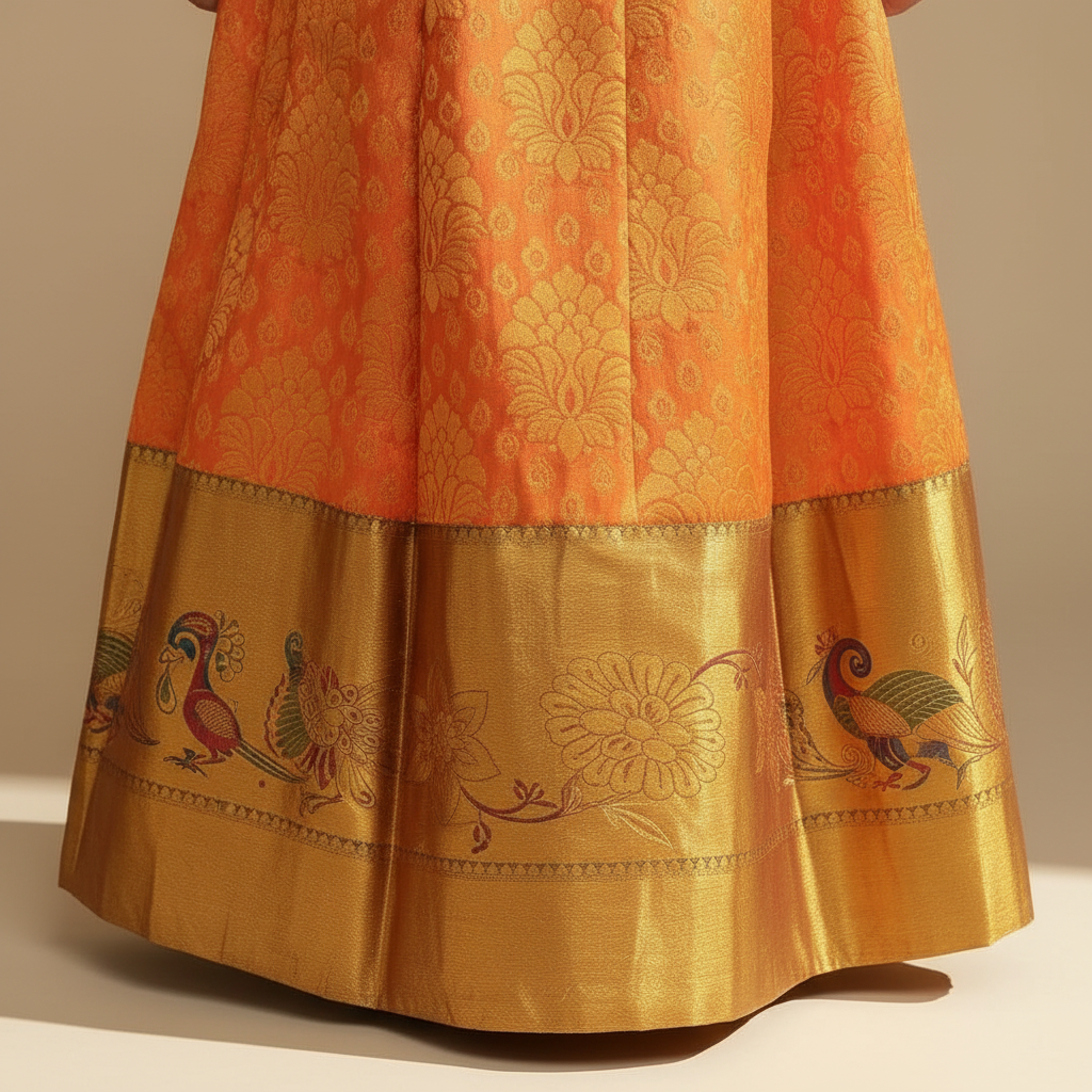 Kuberan Kids Ready  Pavada - Ombre Green Orange